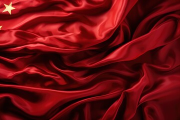 Obraz premium Red silk fabric with golden stars