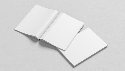 Book, Magazine, Catalogue mock up. Realistic book mock up isolated on white background. 3D illustration - 704787285