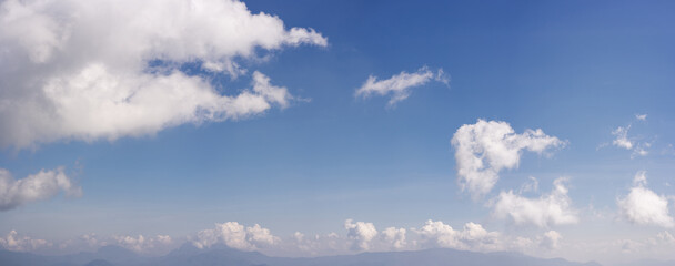 Fototapeta premium travel and people activity concept with panorama view layer of mountain and cloudy sky background