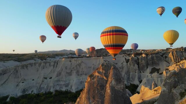  Hot air balloons in Cappadocia. Cappadocia is an amazing and spectacular landscape that has been sculpted by erosion over thousands of years.
