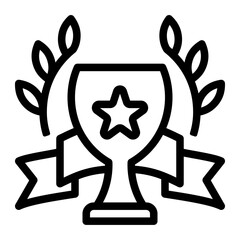 Trophy gold icon or logo illustration outline black style