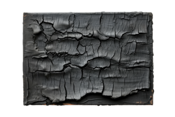 entire surface is covered in a deep black color from the charring