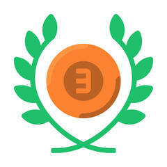 Medallion badge bronze award icon or logo illustration flat color style