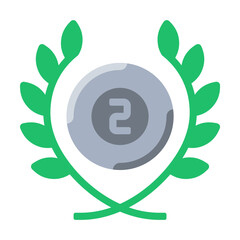 Medallion badge silver award icon or logo illustration flat color style