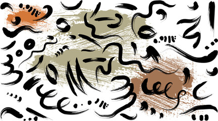 black vector brushstroke background, Brush curly lines seamless pattern. Pencil squiggles ornament. Scribble brush strokes vector background. Hand drawn marker scribbles.eps8