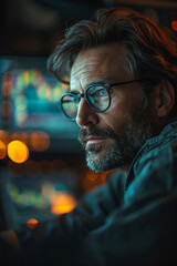 Man working with graphics in the background Generative AI