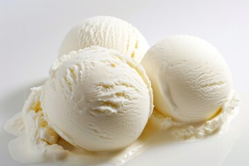 Three scoops of organic vanilla ice cream