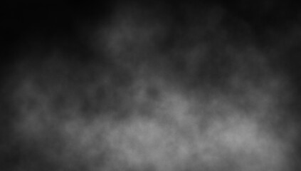 Abstract smoke misty fog on isolated black background. Texture overlays. Paranormal mystic smoke, clouds for movie scenes.