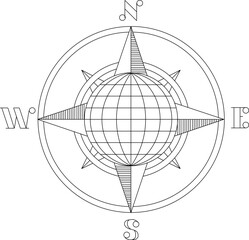 vector sketch illustration design icon symbol for the 4 cardinal points of the compass