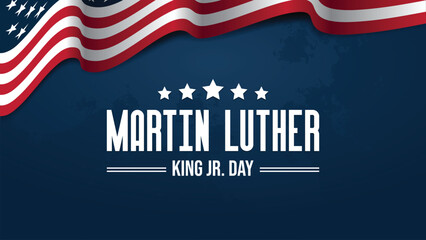 Martin Luther King jr. Day lettering with American flag background