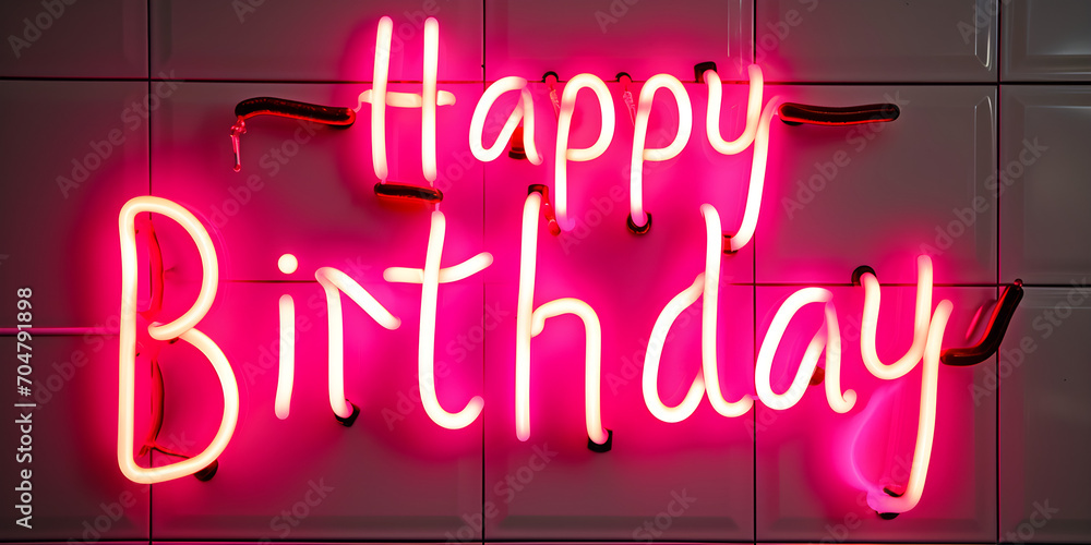 Canvas Prints happy birthday neon sign