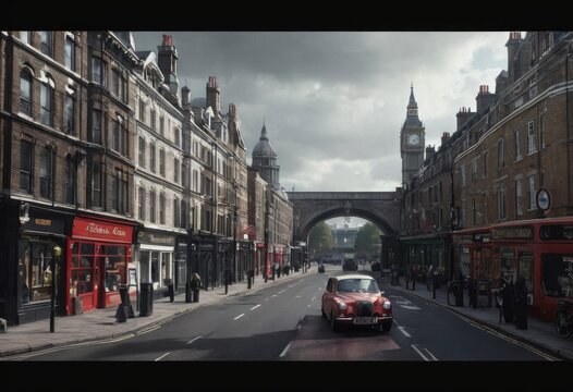 London Big Ben and traffic on Westminster Bridge © Алексей Ковалев