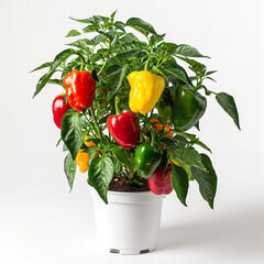 The potted colored chili peppers bear many fruits