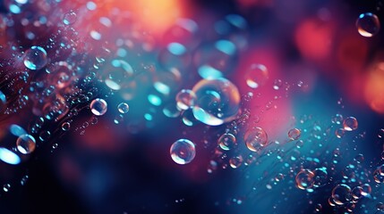 Colorful bubbles floating in a blue and purple background - obrazy, fototapety, plakaty