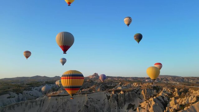  Hot air balloons in Cappadocia. Cappadocia is an amazing and spectacular landscape that has been sculpted by erosion over thousands of years.