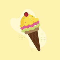 tasty ice creams. Sweet summer delicacy sundaes,gelatos with different tasties,collection isolated ice-cream cones and popsicle with different topping.