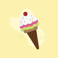 tasty ice creams. Sweet summer delicacy sundaes,gelatos with different tasties,collection isolated ice-cream cones and popsicle with different topping.