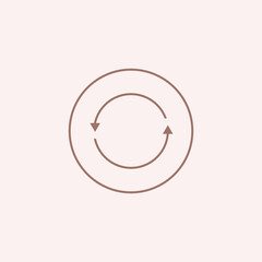 circle arrows rotating on cream background. Refresh, reload, recycle, loop rotation sign collection. Black circle arrows for infographics,