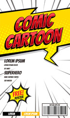 Comic book cover. Vector illustration style cartoon.
