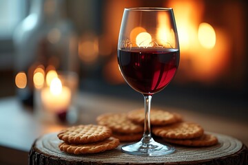 Naklejka premium glass of wine on table