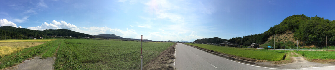 田舎道のパノラマ