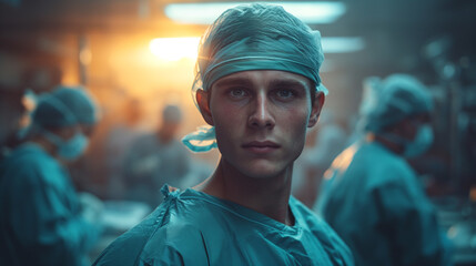 Portrait of experienced surgeon and team ready for operation, medical surgery, healthcare, professional medical staff..