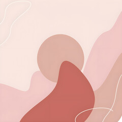 The background is white and pink with small patterns. A little, minimalist style.