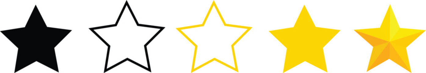 Set of 5 star customer product rating review icon, Customer feedback concept, Quality shape design. editable stroke vector. isolated on transparent background. used for mobile, app, logo design or UI.
