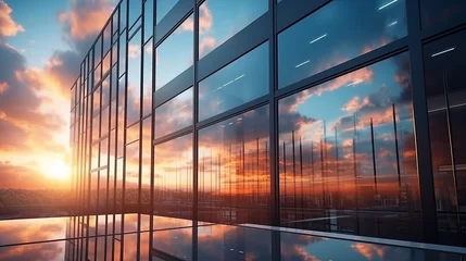 Fotobehang modern glass building Reflecting the evening sun © BB_Stock