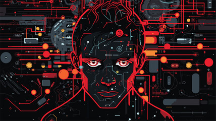 artificial intelligence with a vector art piece that visualizes the potential risks and consequences associated with poorly designed or malicious AI systems. 