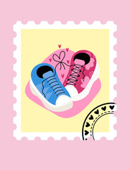 Valentine day card with sneakers
