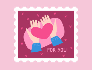 Hands holding heart Valentine card