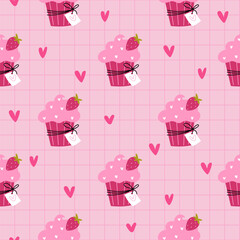 Background with muffins and hearts - 704795233