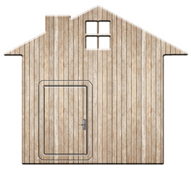 Maison en bois, fond blanc 