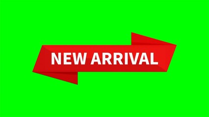 New Arrival Motion Video In Red Rectangle Ribbon Shape On Green Screen Background For Announcement Product Promotion Business Marketing Social Media Information
