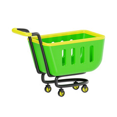 Fototapeta premium 3d shopping cart, 3d render icon illustration, transparent background, technology ecommerce