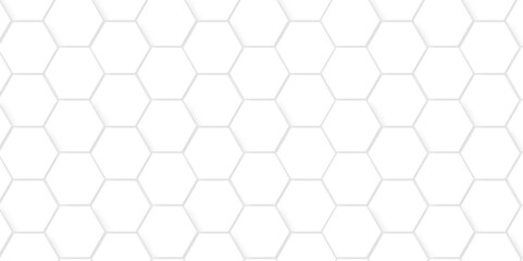 Seamless pattern with hexagonal white and gray technology line paper background. Hexagonal vector grid tile and mosaic structure mess cell. white and gray hexagon honeycomb geometric copy space.