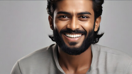 portrait of a person, Confident Smile: High-Resolution Dental Advertisement Portrait of Handsome Indian Man, Generative AI