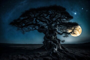 Fototapeta premium amazing tree under the moonlight