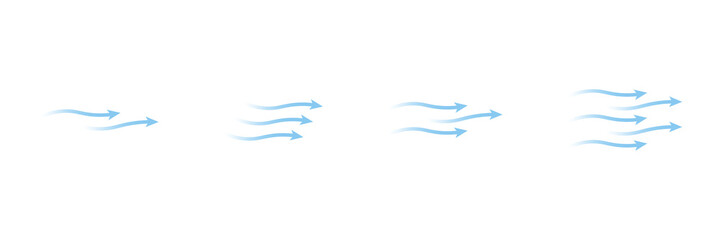 Wind flow arrow direction. Air conditioner air flow direction set transparent background.