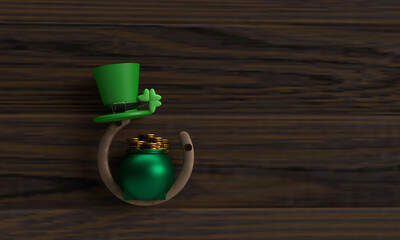 saint patrick day 17 seventeen day march month st.patrick day pot coin golden hat leaf plant flower...