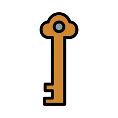 Locket Old Key Filled Outline Icon