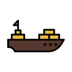 Boat Delivery Ship Filled Outline Icon