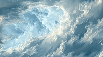 Obraz premium a blue sky with white clouds and a plane in the middle of the sky with a plane in the middle of the sky.