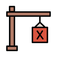 Cargo Crane Lift Filled Outline Icon