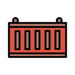 Cargo Crane Lift Filled Outline Icon