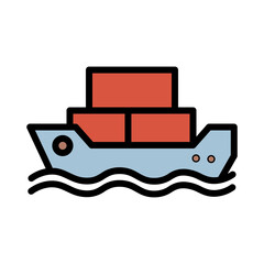 Cargo Ship Port Filled Outline Icon