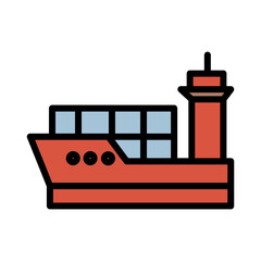Cargo Ship Port Filled Outline Icon