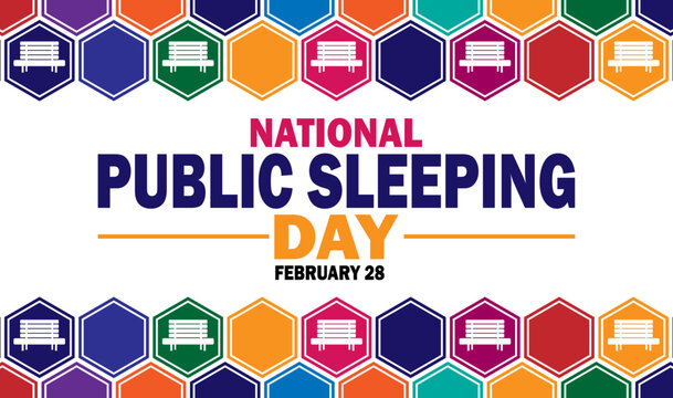 National Public Sleeping Day. February 28. Holiday concept. Template for background, banner, card, poster with text inscription. Vector illustration