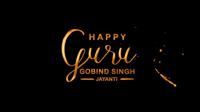 Happy Guru Gobind Singh Jayanti Text Animation on Gold Color. Great for Guru Gobind Singh Jayanti Celebrations, for banner, social media feed wallpaper stories